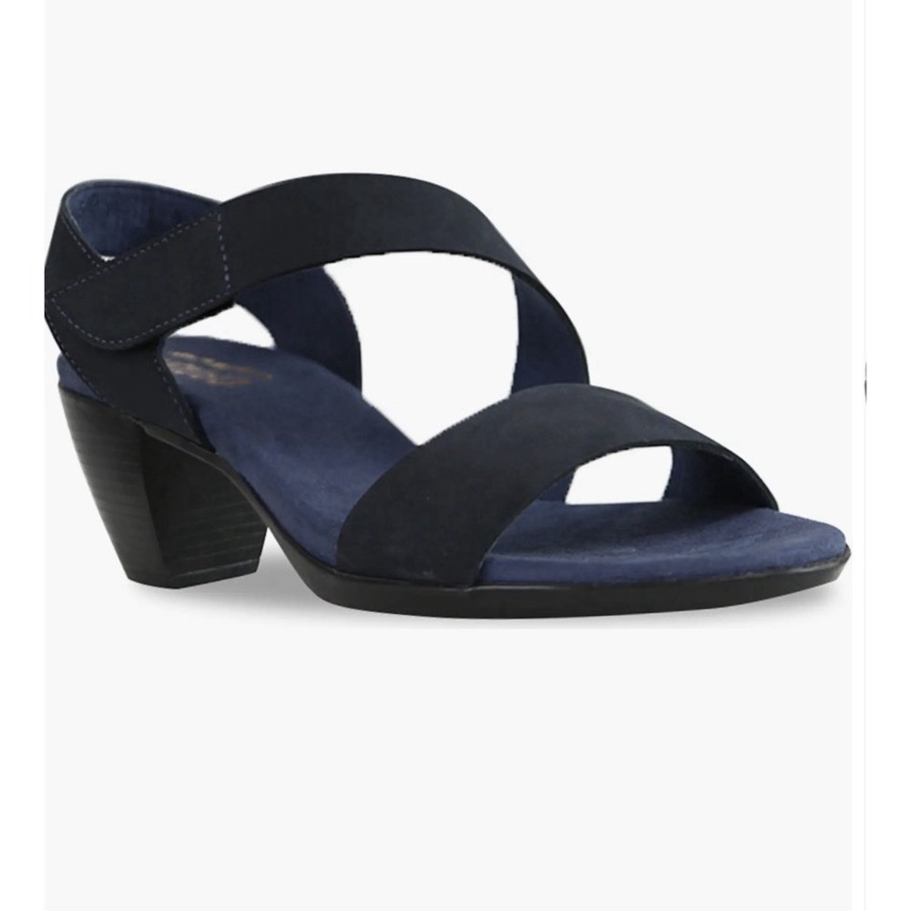Munro Lucia Sandals Blue Nubuck Straps Low Cone Heels Women Comfort Size 11M